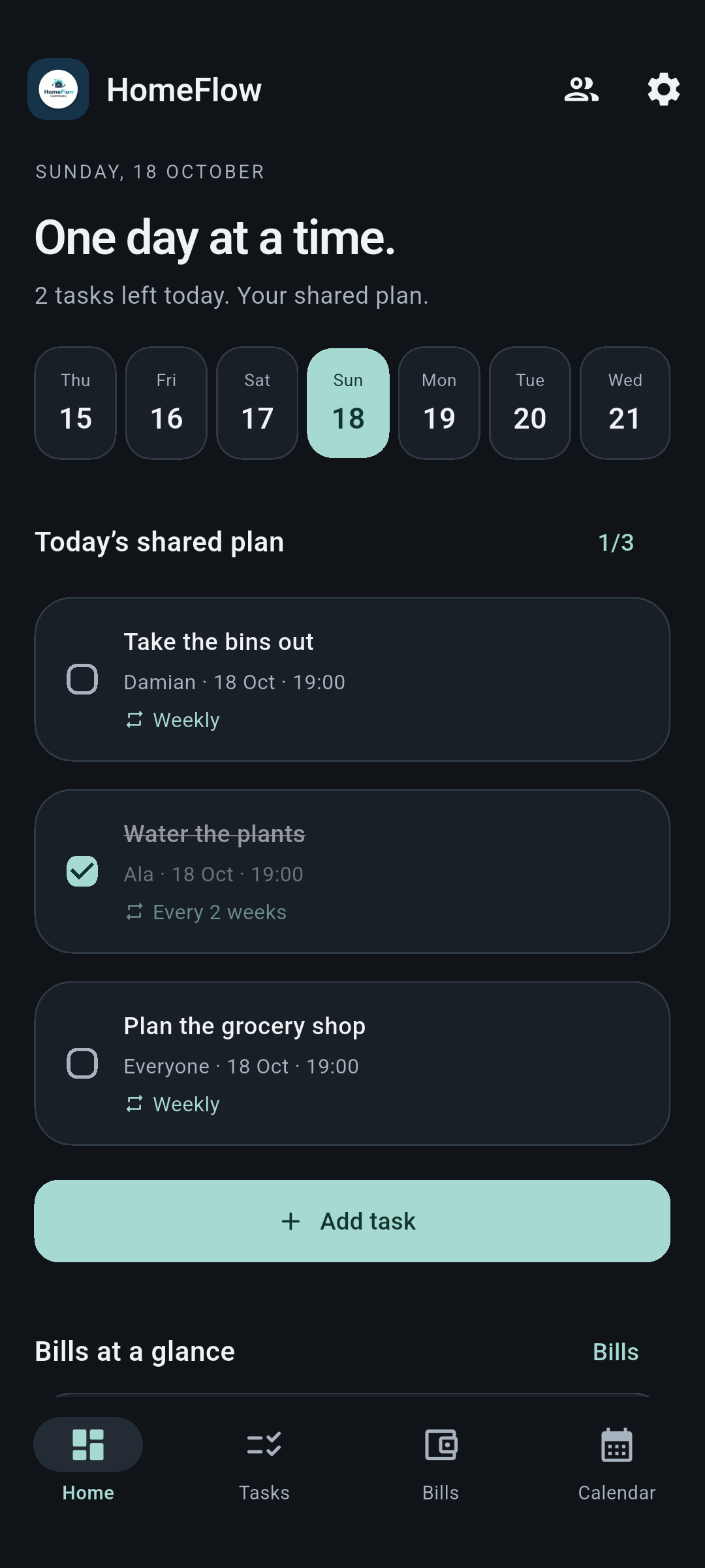 Tasks — HomeFlow